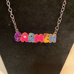 Custom Donut Name, Polymer Clay Jewelry, Miniature Food Jewelry, Cute Food Jewelry, Unique Jewelry, Custom Jewelry, Fashion Jewelry