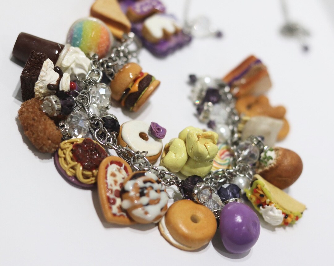 Custom Food Charm Bracelet, Miniature Polymer Clay Jewelry - Etsy