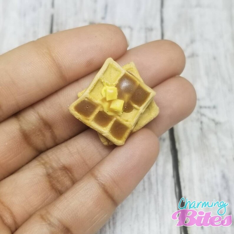 Miniature Food Jewelry Cute Food Jewelry,Unique Miniature Jewelry,Tiny Fake Food Waffle with Syrup Polymer Clay Jewelry