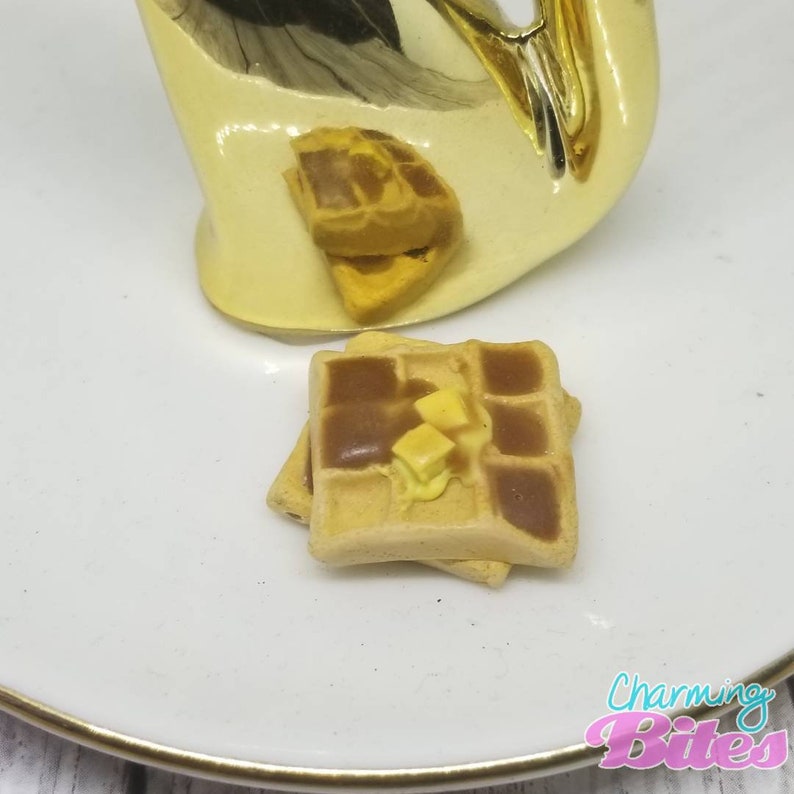 Miniature Food Jewelry Cute Food Jewelry,Unique Miniature Jewelry,Tiny Fake Food Waffle with Syrup Polymer Clay Jewelry