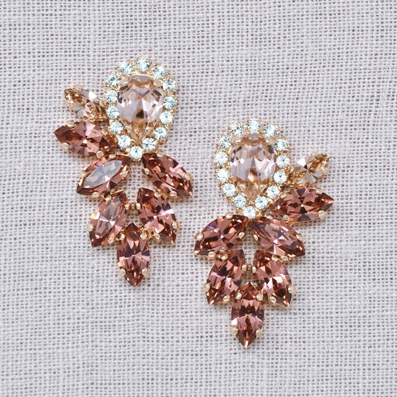 French Pink Earrings Pink Blush Bridal Earrings Blush Wedding Etsy