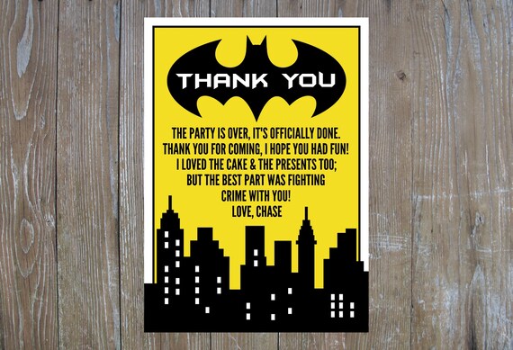 EDITABLE Batman Thank You Card Batman Thank You | Etsy