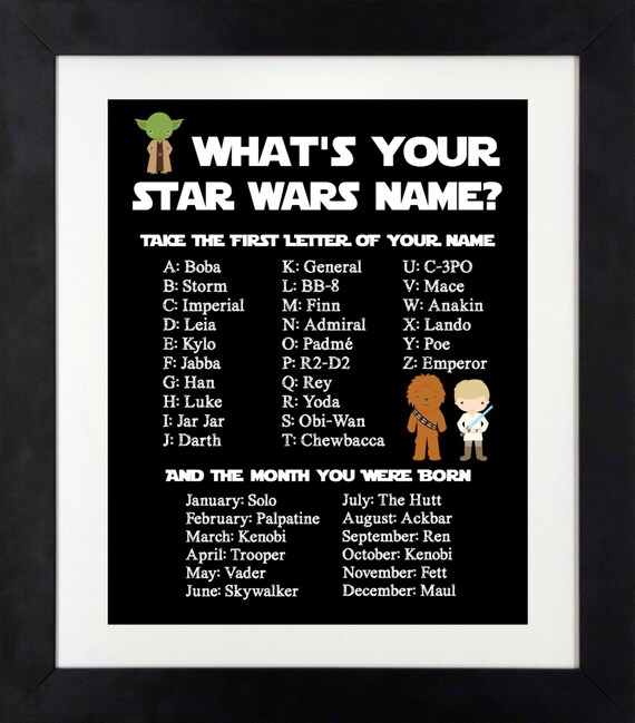 Star Wars Name Star Wars Printable Star Wars Party Etsy
