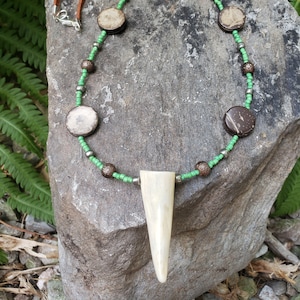 Beaded Antler Tine Necklace | Custom Tribal Rustic Jewelry | Deer Antler Tine | Jewelry Gift | Real Antler Tine Necklace | AG2