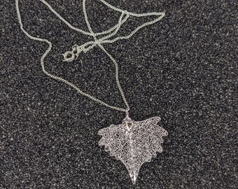 Real Leaf Silver Necklace | Real Dipped Cottonwood Leaf | Bridesmaids Wedding Gifts | Mother Wife Anniversary | Real Leaf Jewelry | SCN
