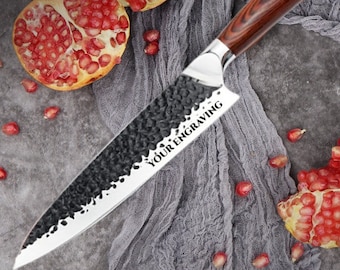 8" Kitchen Knife Engraved High Carbon Stainless Steel Professional Culinary Chef Knives Gifts for Him Her Cooking Cutlery Home Goods VP90