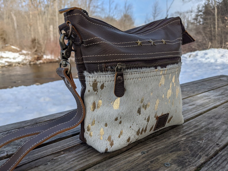 Real Leather Handmade Bag Women Outdoors Rustic Country LB10 Real Leather Cross Body Real Leather Hair-On Purse