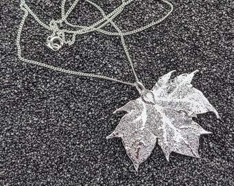 Real Leaf Silver Necklace | Real Dipped Maple Leaf | Bridesmaids Wedding Gifts | Mother Wife Anniversary | Real Leaf Jewelry LJ15