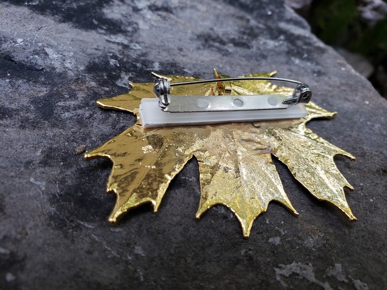 Real Leaf 24K Gold Brooch Pin GMB Real Leaf Jewelry Mother Wife Anniversary Real Dipped Maple Leaf Bridesmaids Wedding Gifts