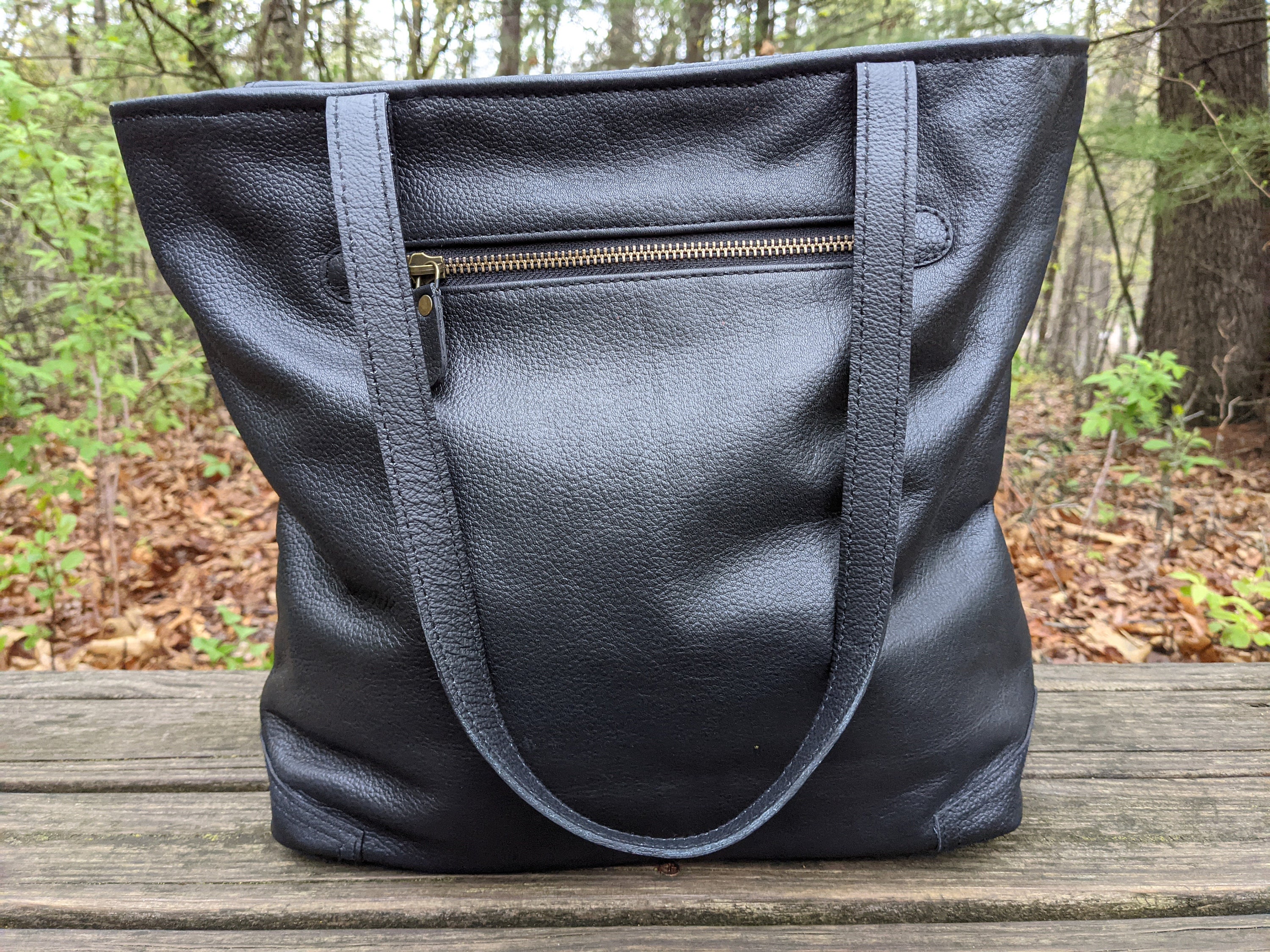 Black Leather Large Bag Real Leather Handmade Tote Bag Etsy