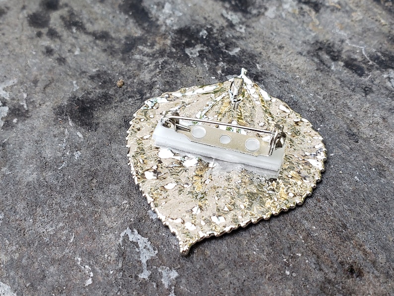 Real Leaf Silver Brooch Pin Real Dipped Aspen Leaf Real Leaf Jewelry Bridesmaids Wedding Gifts SAB Mother Wife Anniversary