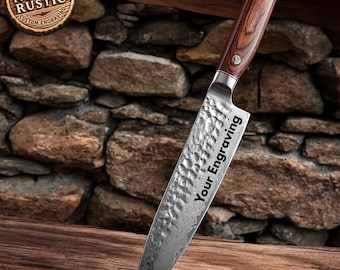 Chef Knife 8&quot; Damascus Kitchen Knife Rose Wood Handle Culinary Personalized Utility Professional Knives Premium Quality VC17