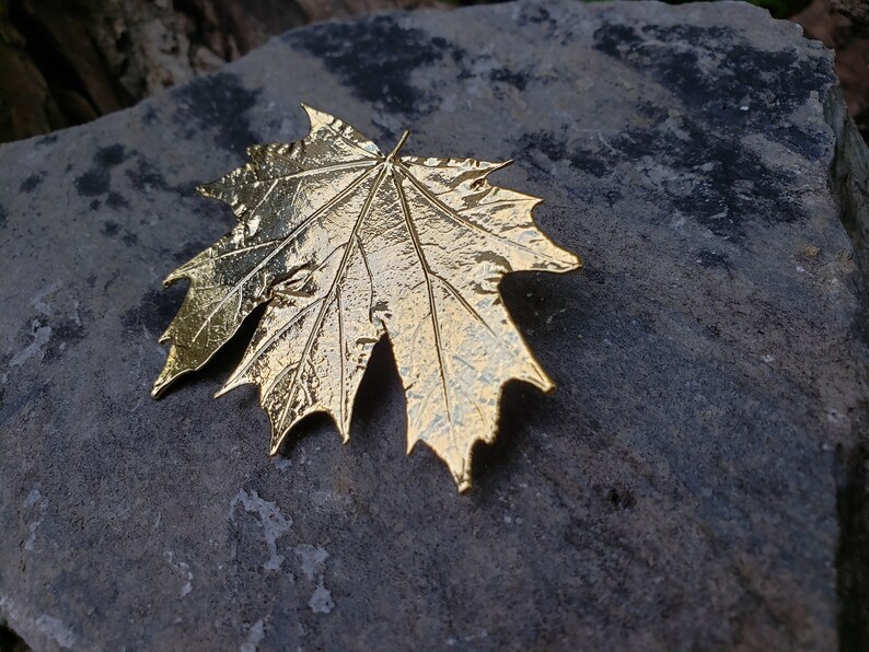 Real Leaf 24K Gold Brooch Pin GMB Real Leaf Jewelry Mother Wife Anniversary Real Dipped Maple Leaf Bridesmaids Wedding Gifts