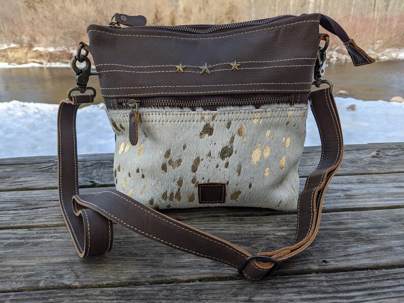 Real Leather Handmade Bag Women Outdoors Rustic Country LB10 Real Leather Cross Body Real Leather Hair-On Purse