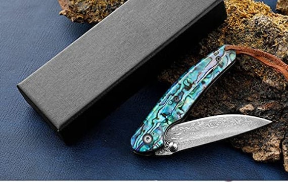 Personalized Engraved Damascus Pocket Knife for Him - Groovy Guy Gifts