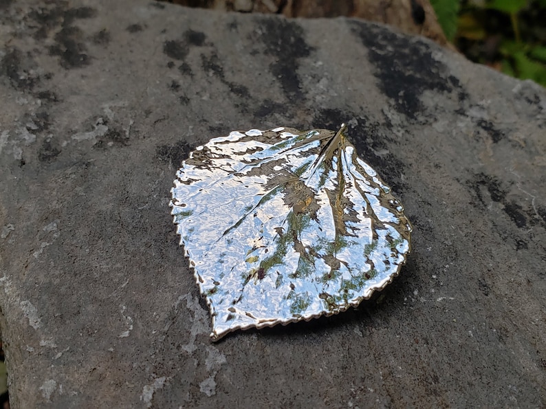 Real Leaf Silver Brooch Pin Real Dipped Aspen Leaf Real Leaf Jewelry Bridesmaids Wedding Gifts SAB Mother Wife Anniversary