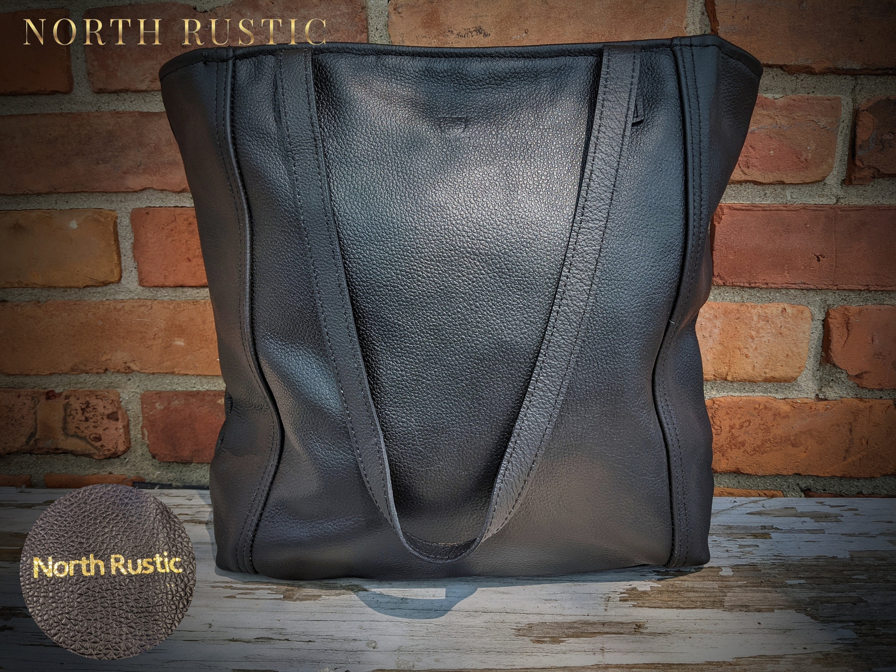 Black Leather Large Bag Real Leather Handmade Tote Bag | Etsy