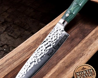 Personalized 8&quot; Kitchen Knife Engraved VG10 Damascus Professional Culinary Chef Knives Gifts for Him Her Cooking Cutlery Home Goods VC07