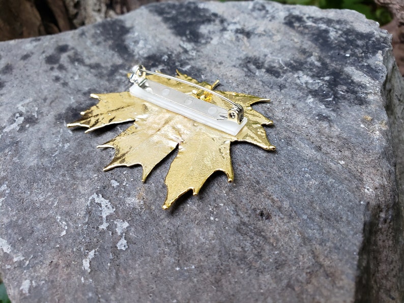 Real Leaf 24K Gold Brooch Pin GMB Real Leaf Jewelry Mother Wife Anniversary Real Dipped Maple Leaf Bridesmaids Wedding Gifts