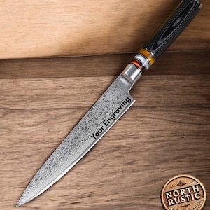 Engraved Paring Utility Knife Damascus 6&quot; Blade Kitchen Culinary Personalized Chef Utility Knives Professional Premium Quality VC10
