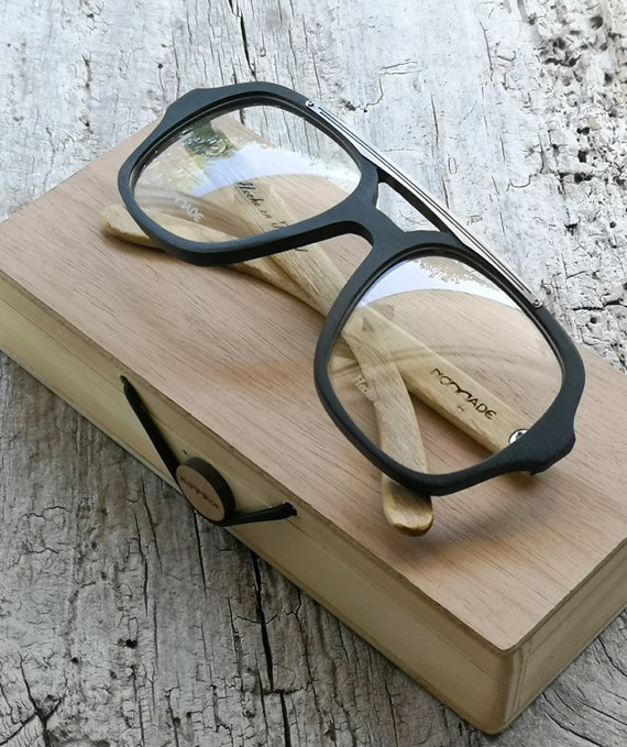 Black glasses. Wood acetate and stainless steel reading | Etsy