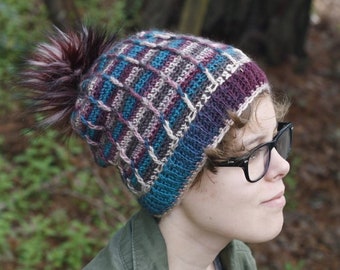 Slouchy Hat Crochet Pattern Digital Download Only Window Block Beanie