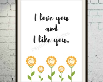 Ich liebe dich und ich mag dich, Leslie Knope, Parks und Rec, druckbare Kunst, Wand-Kunst-Druck