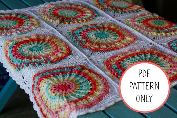 Rainbow Mandala Squares Baby Blanket Pattern | Etsy