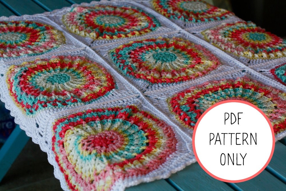 38 Crochet Square Patterns to Build Your Next Project 28 Rainbow Mandala Squares Baby Blanket