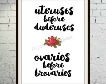 Ovaries Before Brovaries, Leslie Knope, Parks and Rec, Printable Art, Wall Art Print