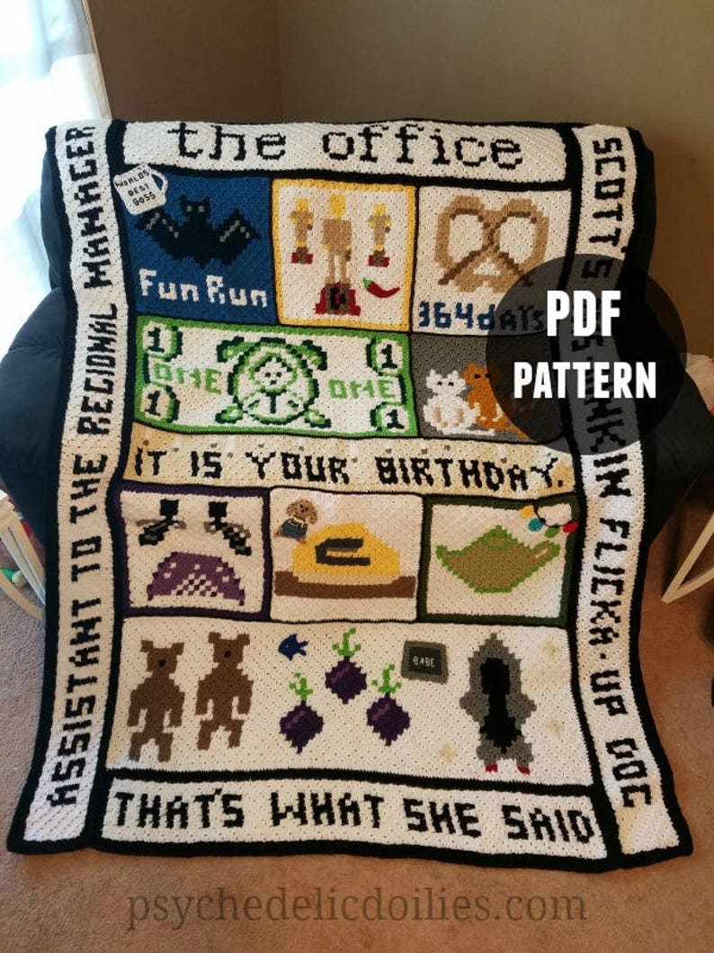 The Office Blanket Crochet Pattern NOT a physical product digital download only image 1