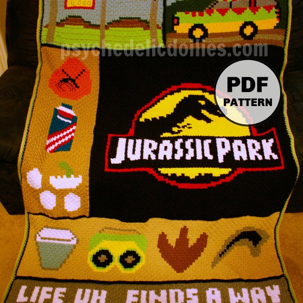 Jurassic Park Blanket Crochet Pattern - Not a Physical Product - Digital Download Only