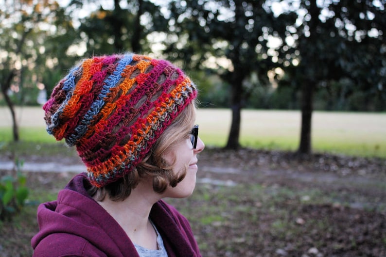 Slouchy Hat Crochet Pattern Digital Download Only Window Block Beanie