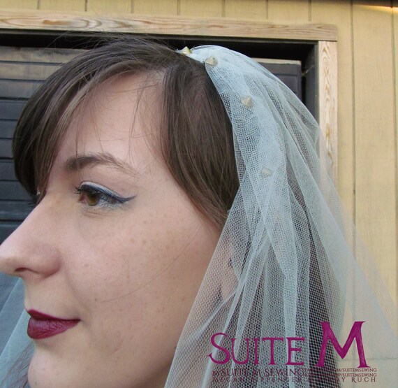 Sale Half Off Punk Rock Gold Studded Knee Length Wedding Veil Etsy