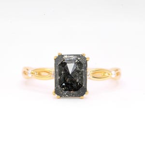Salt and Pepper Diamond Vintage Engagement Ring | Unique Gift for her | Luxury Grey Diamond Best Proposal Ring | Gold Platinum Vintage Ring