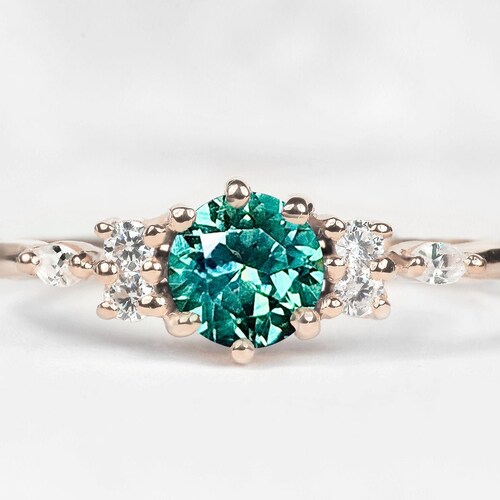 Mint Green Sapphire Ring Cushion Sapphire Diamond Ring Etsy Canada