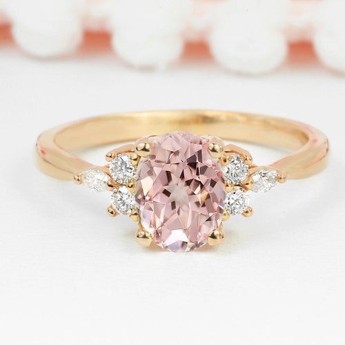 Oval Peach Sapphire Engagement Ring Vintage Light Pink - Etsy