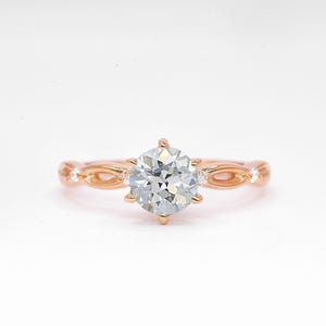 Round Cut Lab Diamond Engagement Ring | 6mm Diamond Engagement Wedding Gift Ring | Wedding Bridal Art deco Ring | 9k/14k/18k Rose Gold Ring