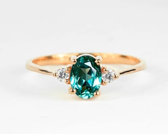 Mint Green Sapphire Art deco Ring | Halo Green Sapphire and Diamond Engagement Ring | Dainty wedding Bridal Anniversary Ring for her