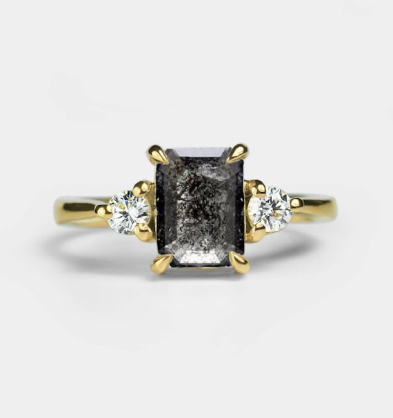 Emerald cut shop grey diamond