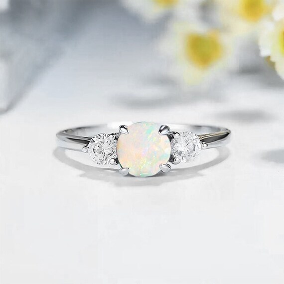 Opal and diamond ring white gold deals