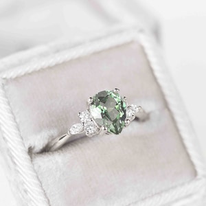 Pear Mint Green Sapphire Engagement Ring Unique Green - Etsy