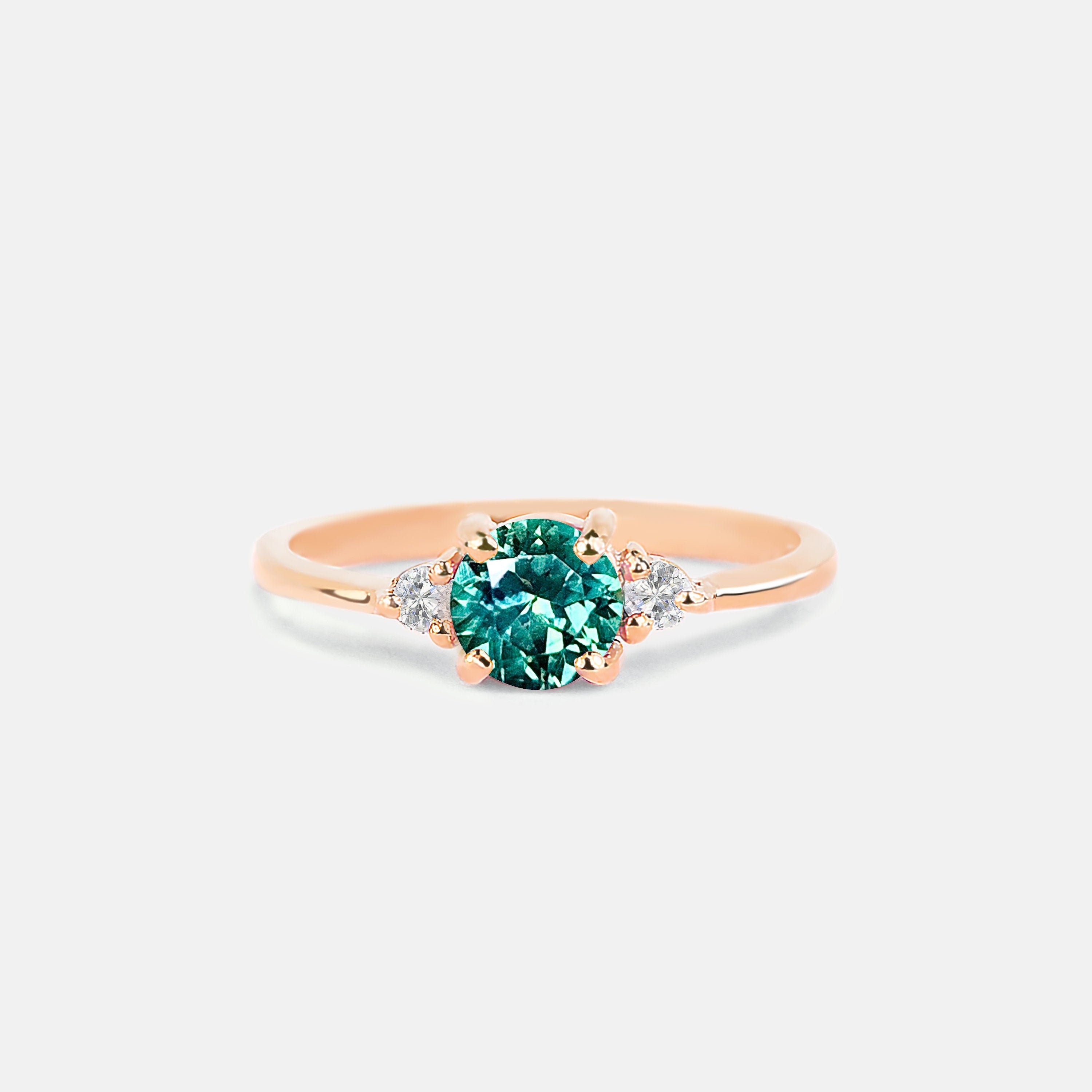 Mint Green Sapphire Engagement Ring in Rose Gold Dainty Mint picture