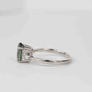 Pear Mint Green Sapphire Engagement Ring Unique Green Sapphire and Diamond Cluster Ring Wedding bridal Ring 9k/14k/18k White Gold Ring image 4