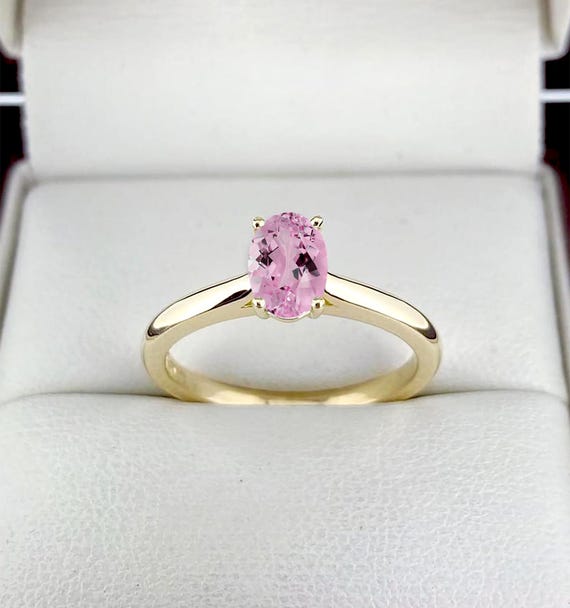 Pink Sapphire and Diamond Solitaire Ring Bridal Promise Ring