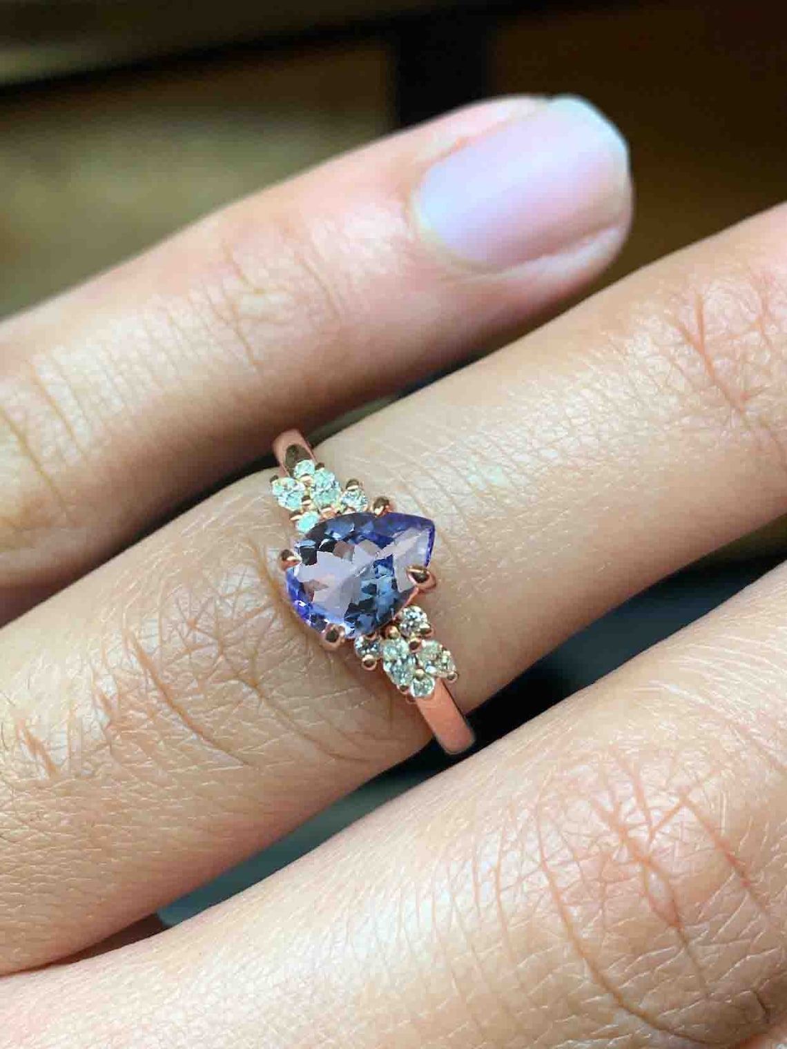 Tanzanite Engagement Ring Unique Pear Shape Tanzanite and Etsy