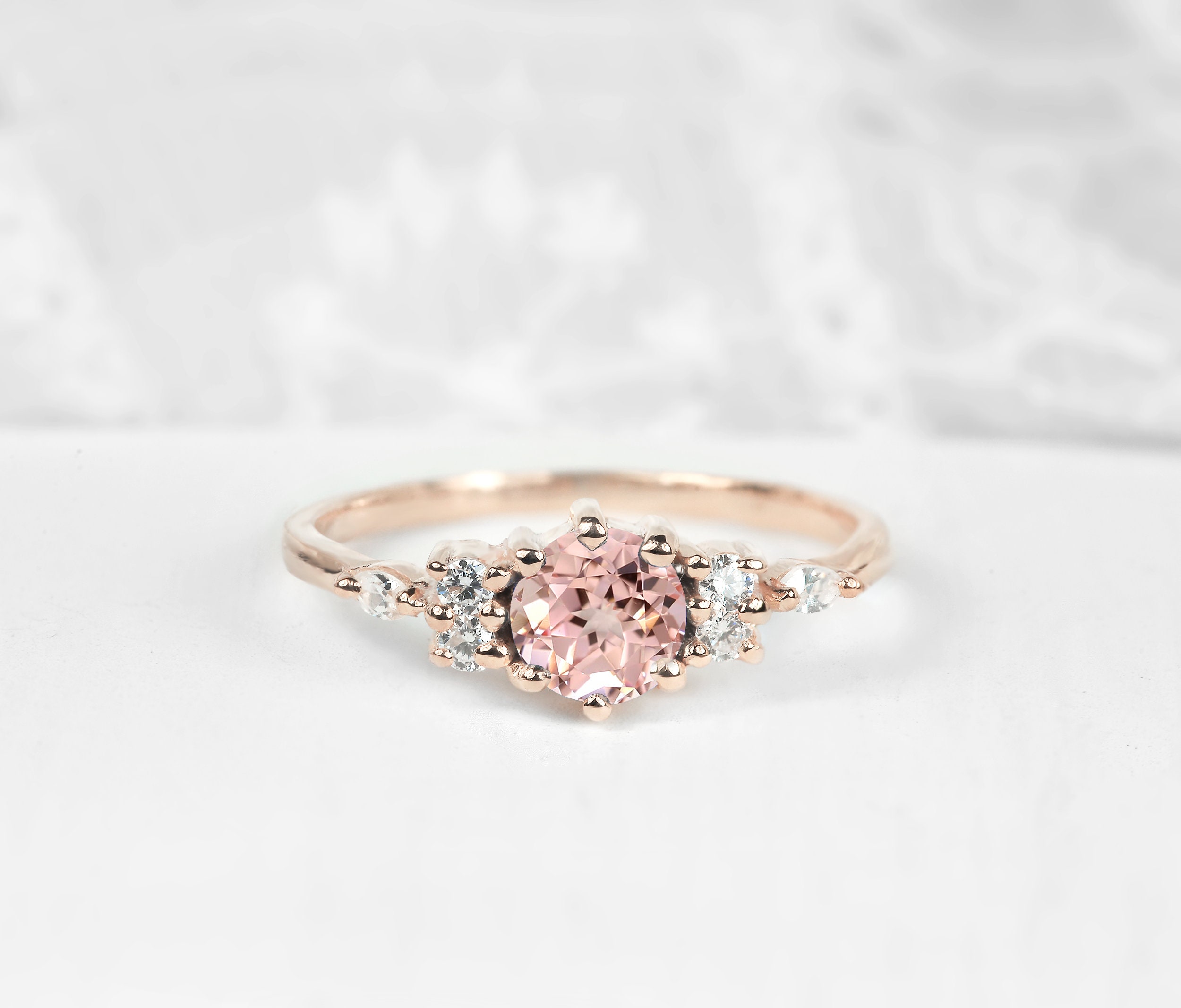Peach Sapphire Ring Rose Gold Engagement Ring Peach - Etsy