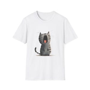 Cute Cat Yawning Unisex Softstyle T-Shirt | Cat Lover Gift, Cozy Lounge Wear, Animal Apparel, Funny Tee, Pet Owner Shirt