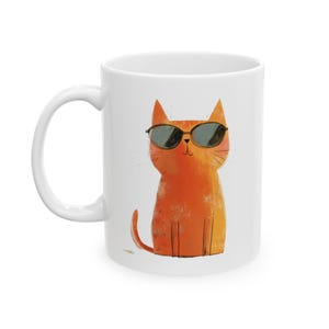 Cute Cat Ceramic Mug - 11oz & 15oz - Perfect Gift for Cat Lovers, Cat Coffee Mug