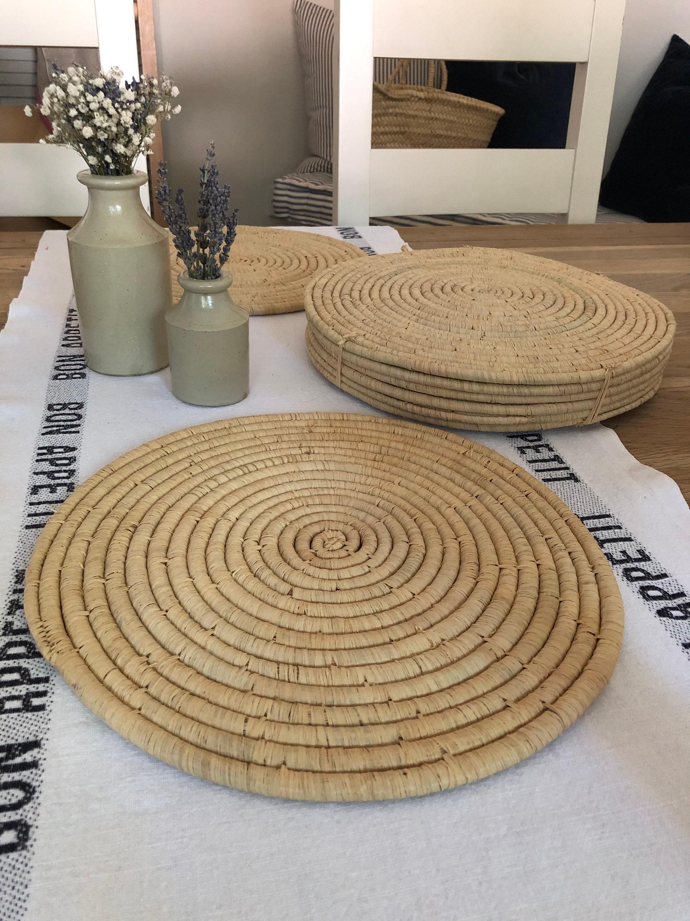 Set 6 Raffia Handmade Artisan placemats Handmade Table Mats Etsy